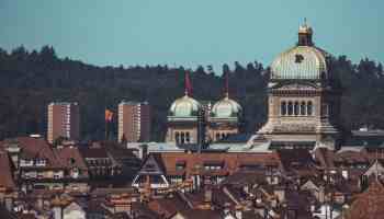 blue sky over the city of bern in switzerland